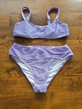 NWT Popvil Lavender Ribbed Bikini Set Size Large
